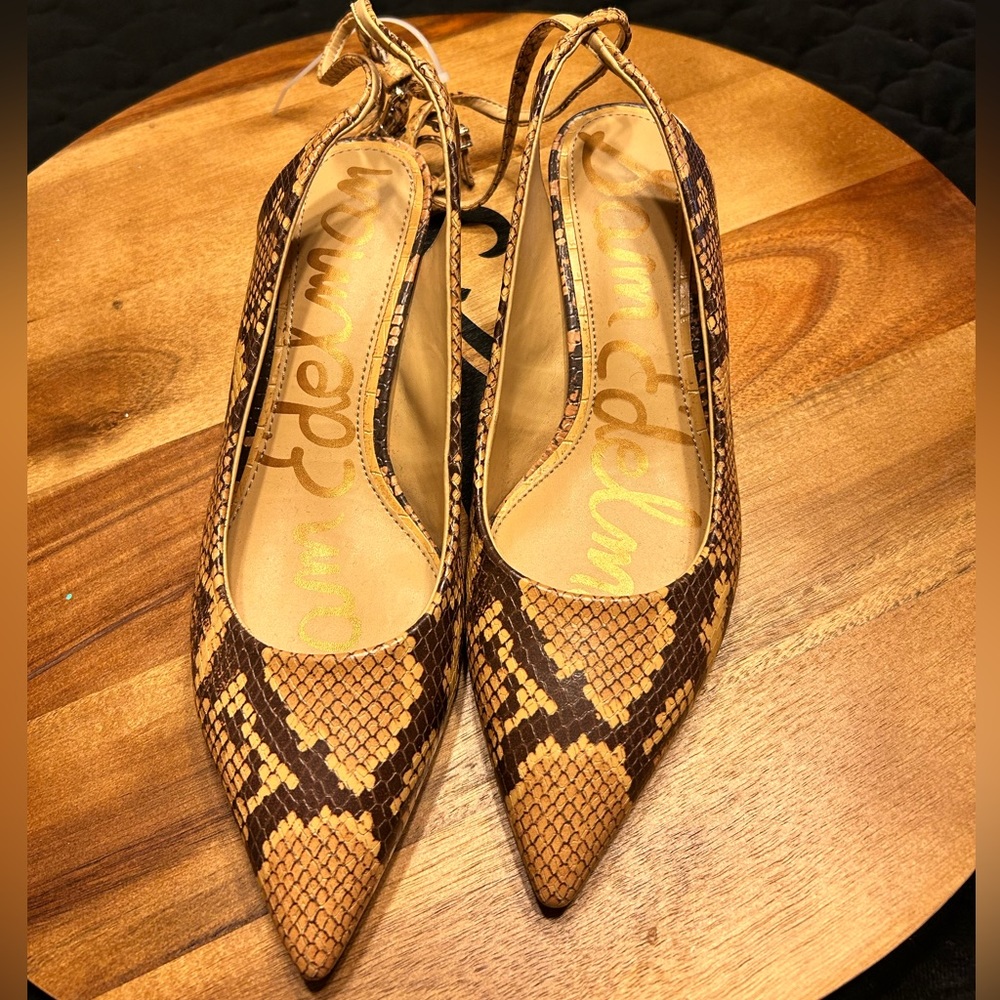 Sam Edelman tan and black snakeskin heel| NWOB| 6.5